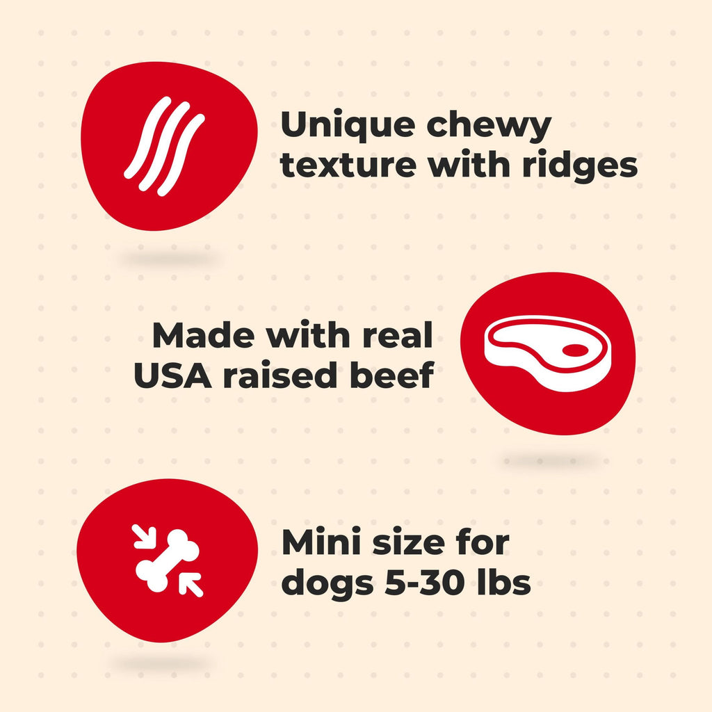 Milk Bone Comfort Chews - Mini Dog Chews with Unique Chewy Texture and Real Beef, 22.2 oz Bag (18 Chews) - 6-Pack