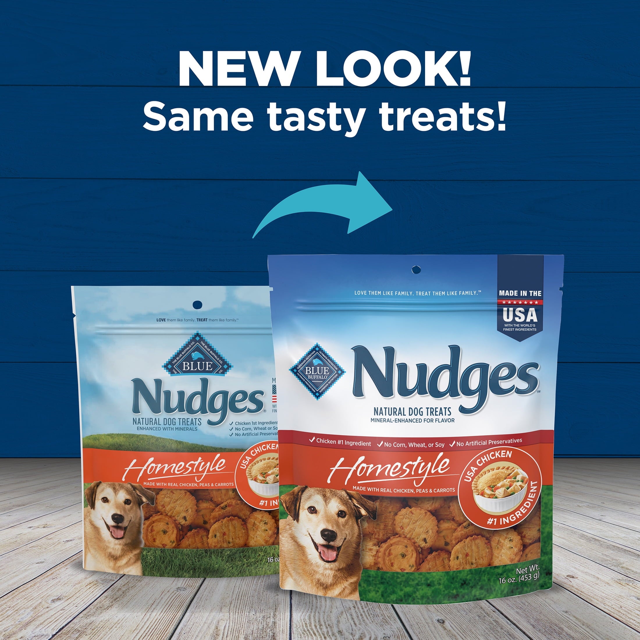 Blue Buffalo Nudges Homestyle Natural Dog Treats Made with Real Chicken - 16-oz. Bag