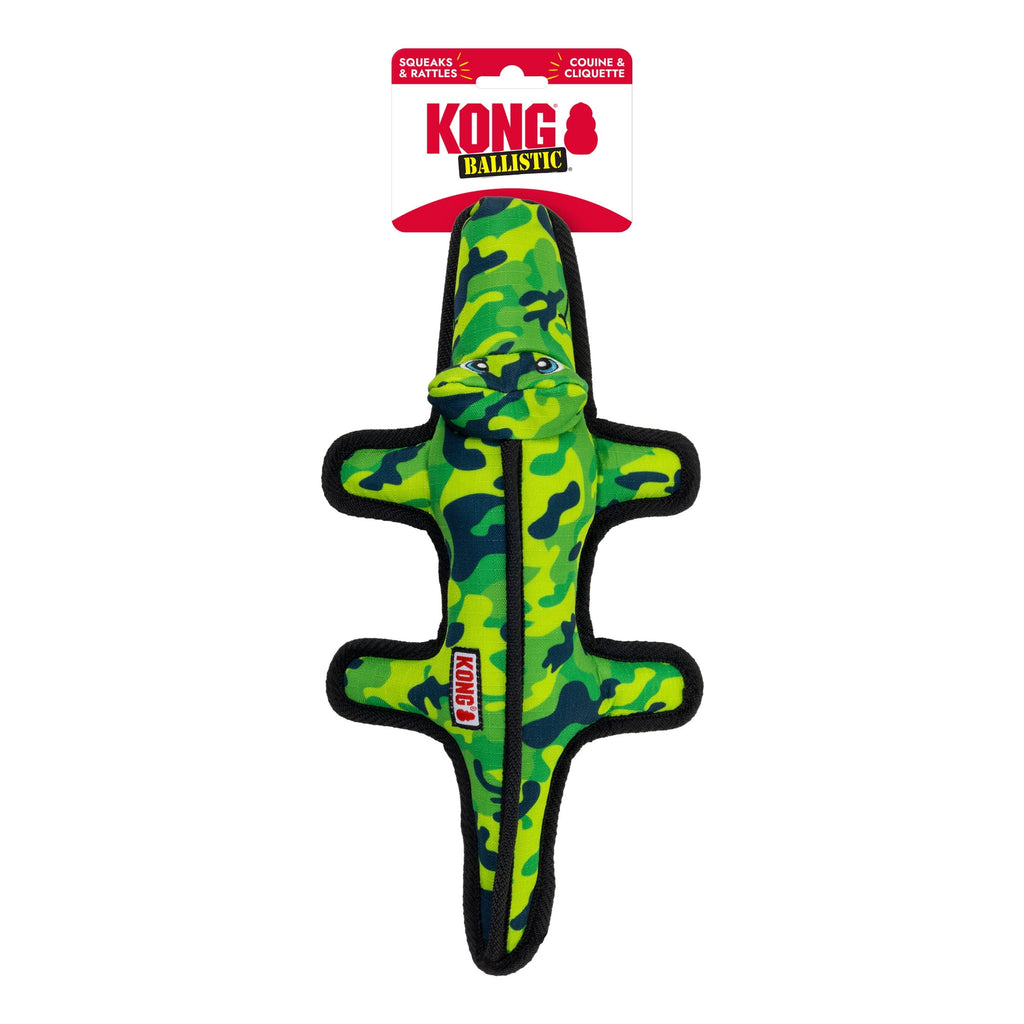 KONG® Ballistic® Durable Plush Squeaker Dog Toy - Alligator, Medium/Large