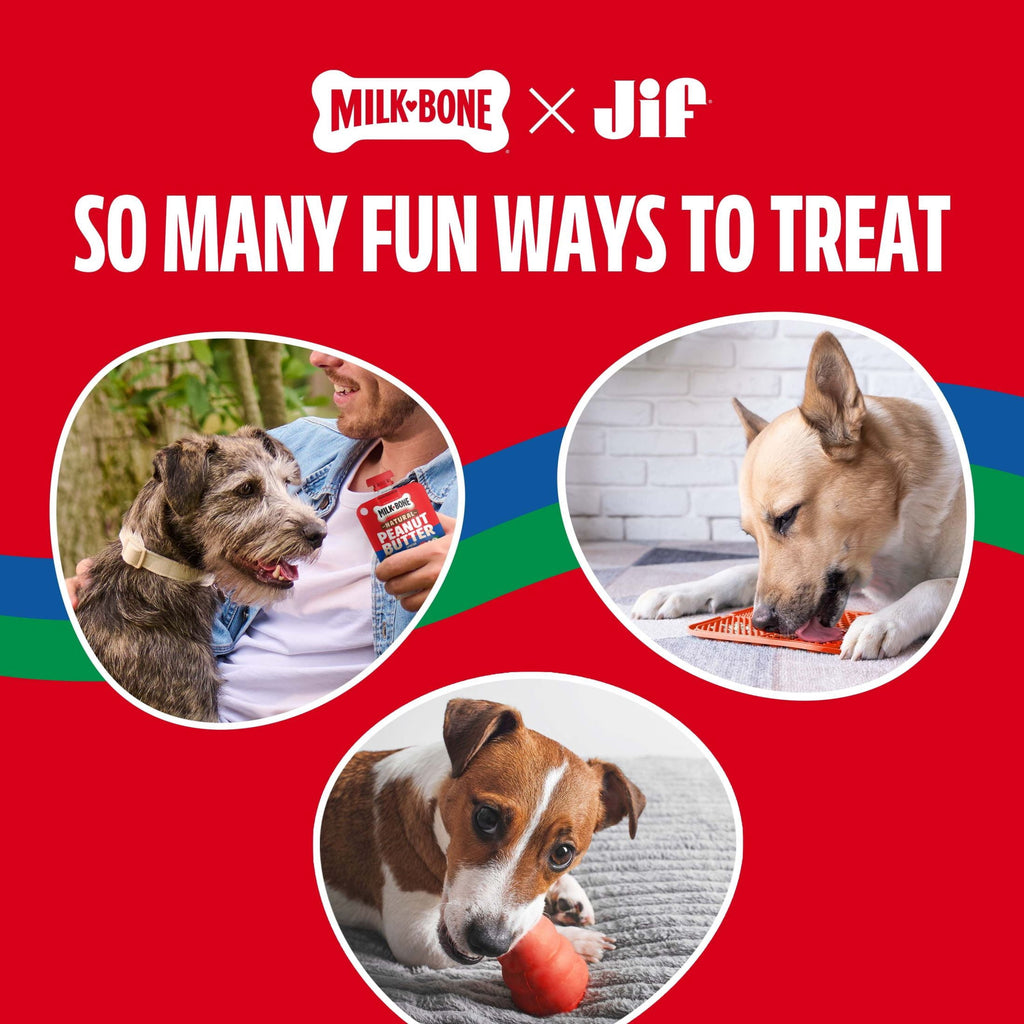 Milk Bone Natural Peanut Butter Spread with Jif - Lickable Dog Treats in a Squeezable Pouch, 5 oz