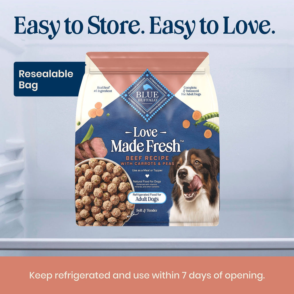 Blue Buffalo Love Made Fresh Dog Food - Refrigerated, Beef Meatball 1.5lb Pouch - 6-Pack