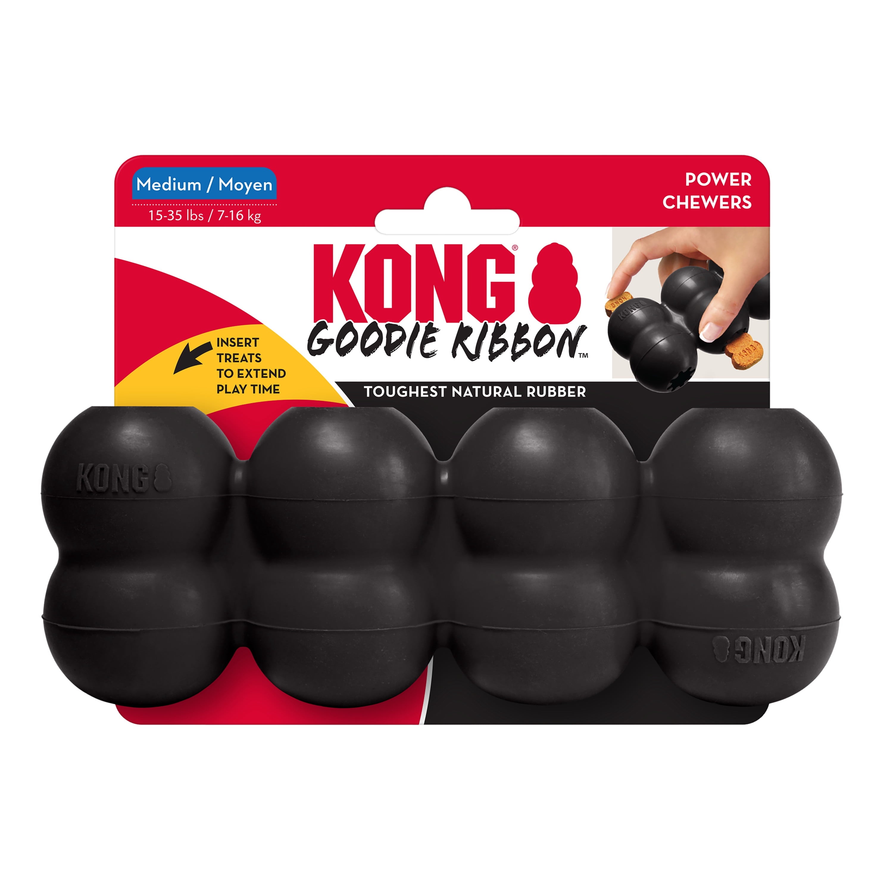 KONG® Extreme Rubber Goodie Ribbon Toy for Power Chewers - Medium for Dogs Between 15-35 lbs