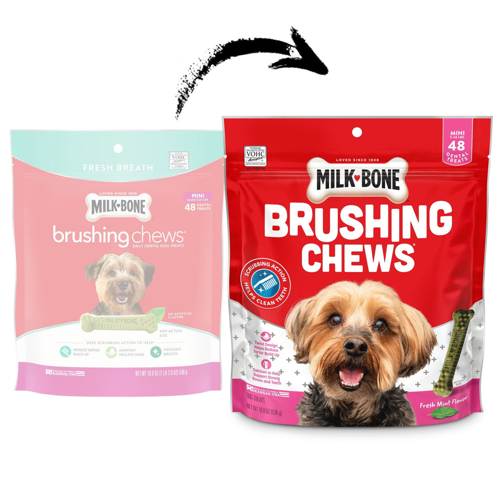 Milk Bone Brushing Chews Fresh Mint Flavor Daily Dental Dog Treats - Mini, 18.9 oz Bag