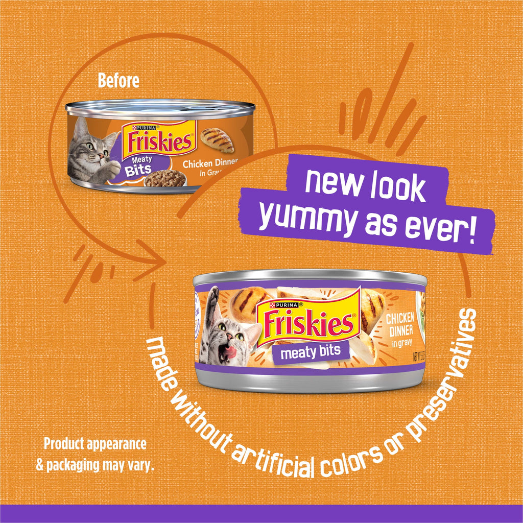 Friskies Gravy - Meaty Bits Chicken Dinner, Wet Cat Food, 5.5 oz. Can - 12-Pack