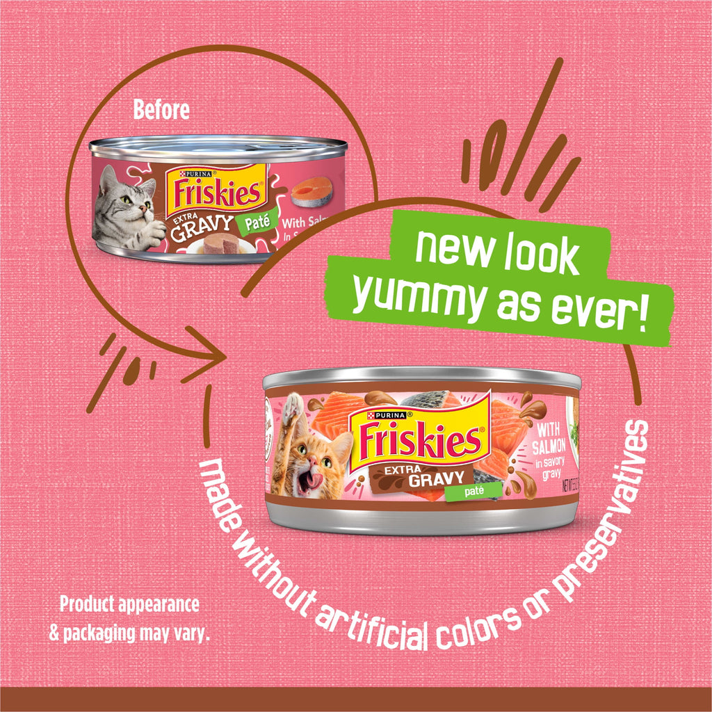 Purina Friskies Extra Gravy Pate With Salmon - Wet Cat Food, 5.5 oz Cans - 12-Pack
