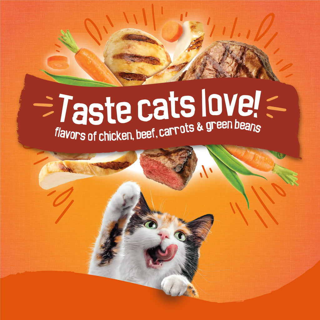 Purina Friskies Tender and Crunchy Dry Cat Food Flavors of Chicken - Beef, Carrots and Green Beans, 3.15 lb Bag