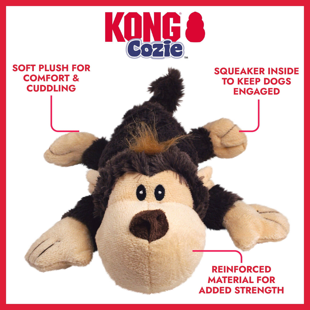 KONG® Cozie™ Plush Dog Toy with Squeaker - Funky Monkey, Medium