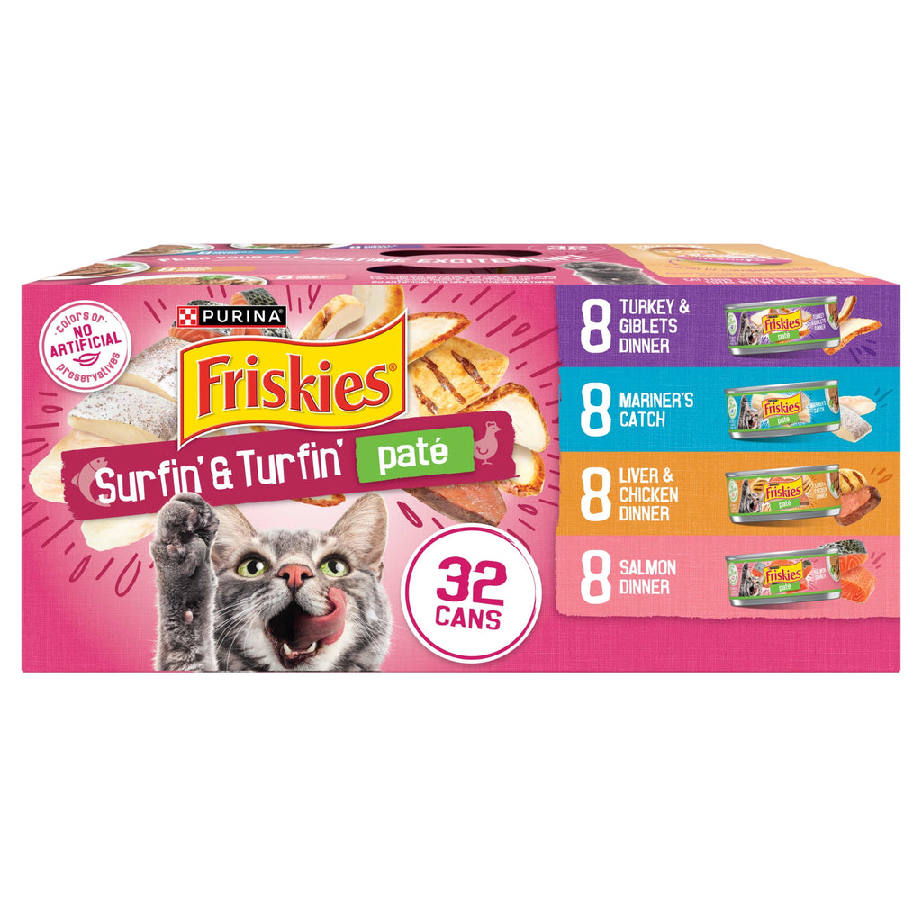 Purina Friskies Pate Variety Pack - Surfin' and Turfin' Favorites, Wet Cat Food, 5.5 oz Can - 2-Pack