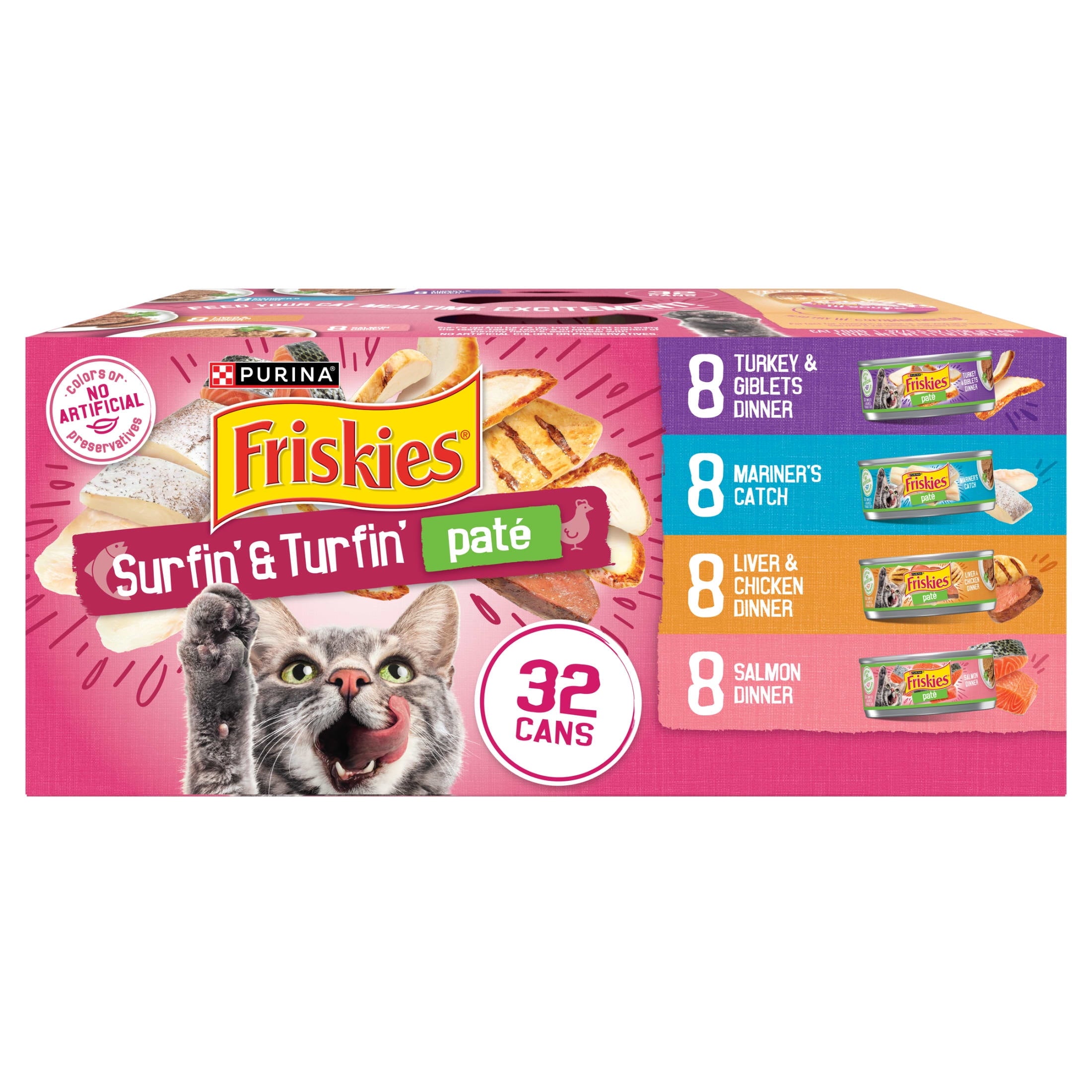 Purina Friskies Pate Variety Pack - Surfin' and Turfin' Favorites, Wet Cat Food, 5.5 oz Can - 2-Pack
