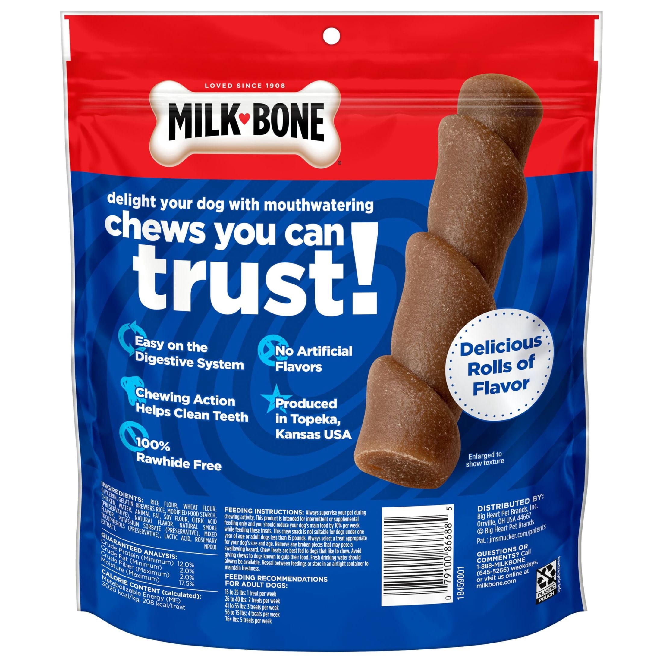 Milk Bone Flavor Rolls Chicken Doodle Dandy Rawhide Free Dog Treats With Chicken - 5 Count Bag - 2-Pack