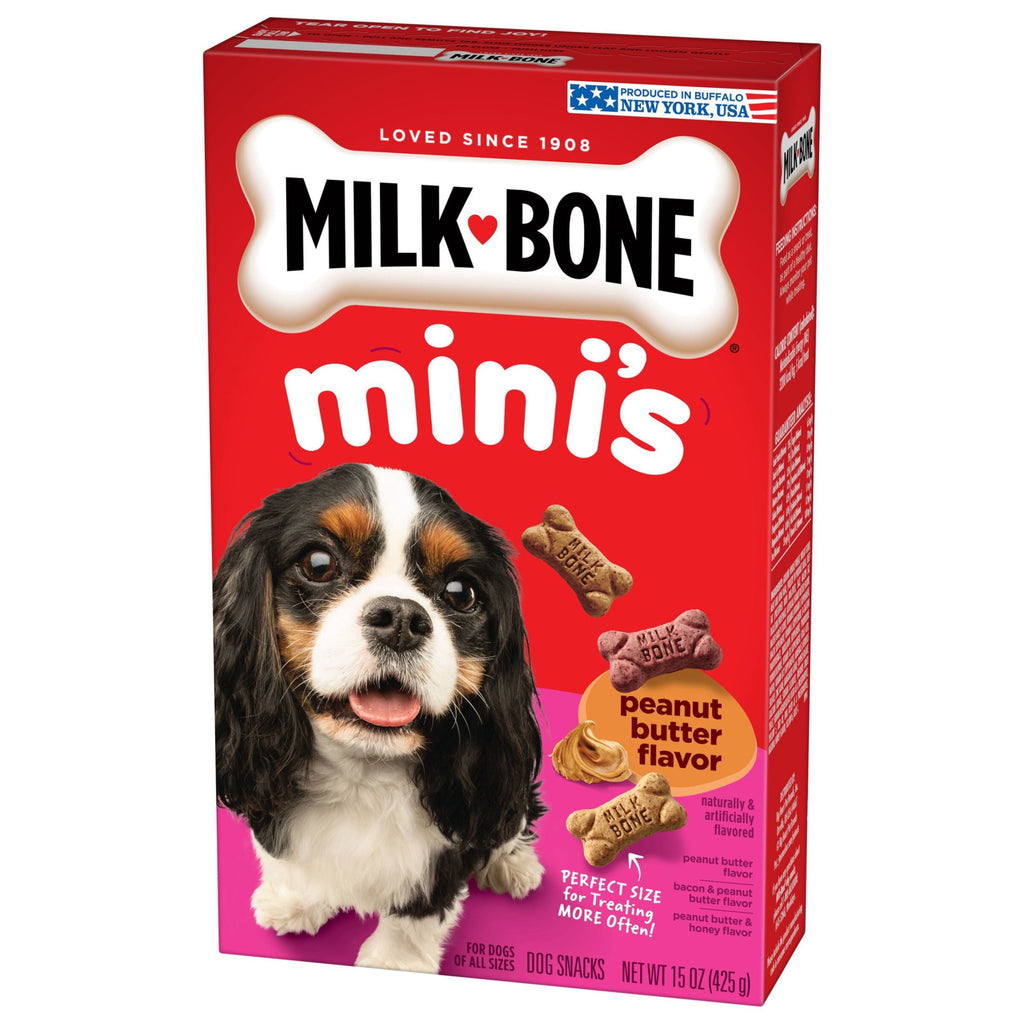 Milk Bone Mini’s Peanut Butter Flavor Dog Biscuits - Naturally & Artificially Flavored, 15 oz Box