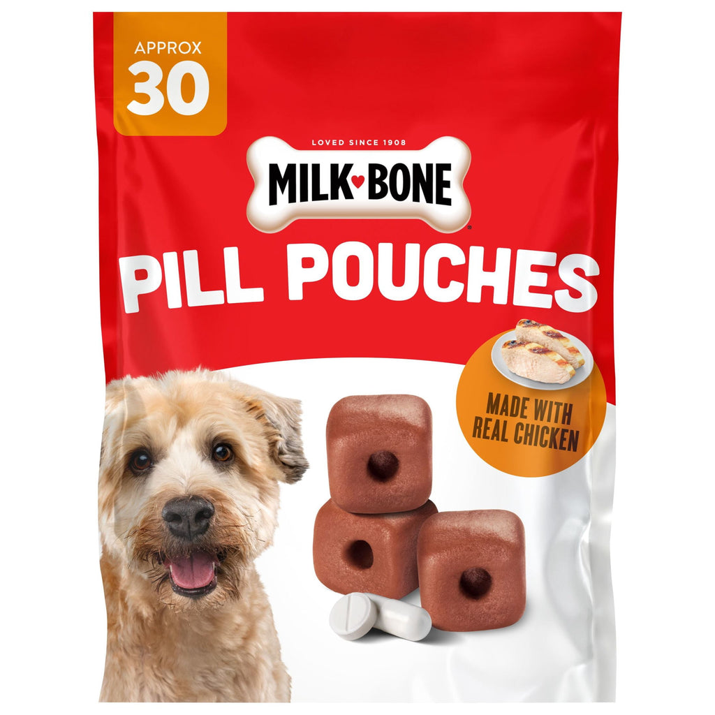 Milk Bone Pill Pouches Dog Treats With Real Chicken - 30 Count Bag - 2-Pack