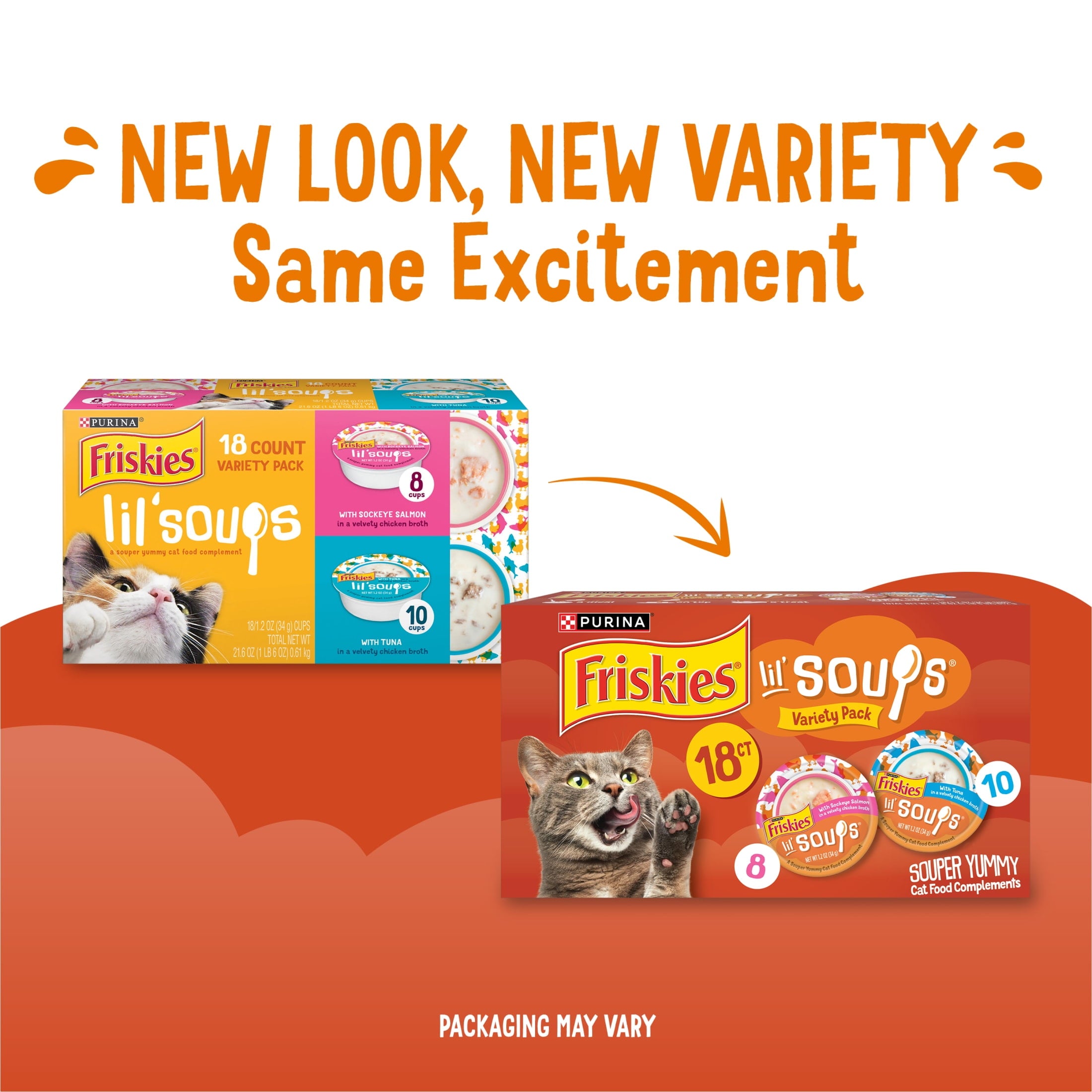 Purina Friskies Lil' Soups Salmon and Tuna for Cats Variety Pack - 1.2 oz Cups (18 Count)