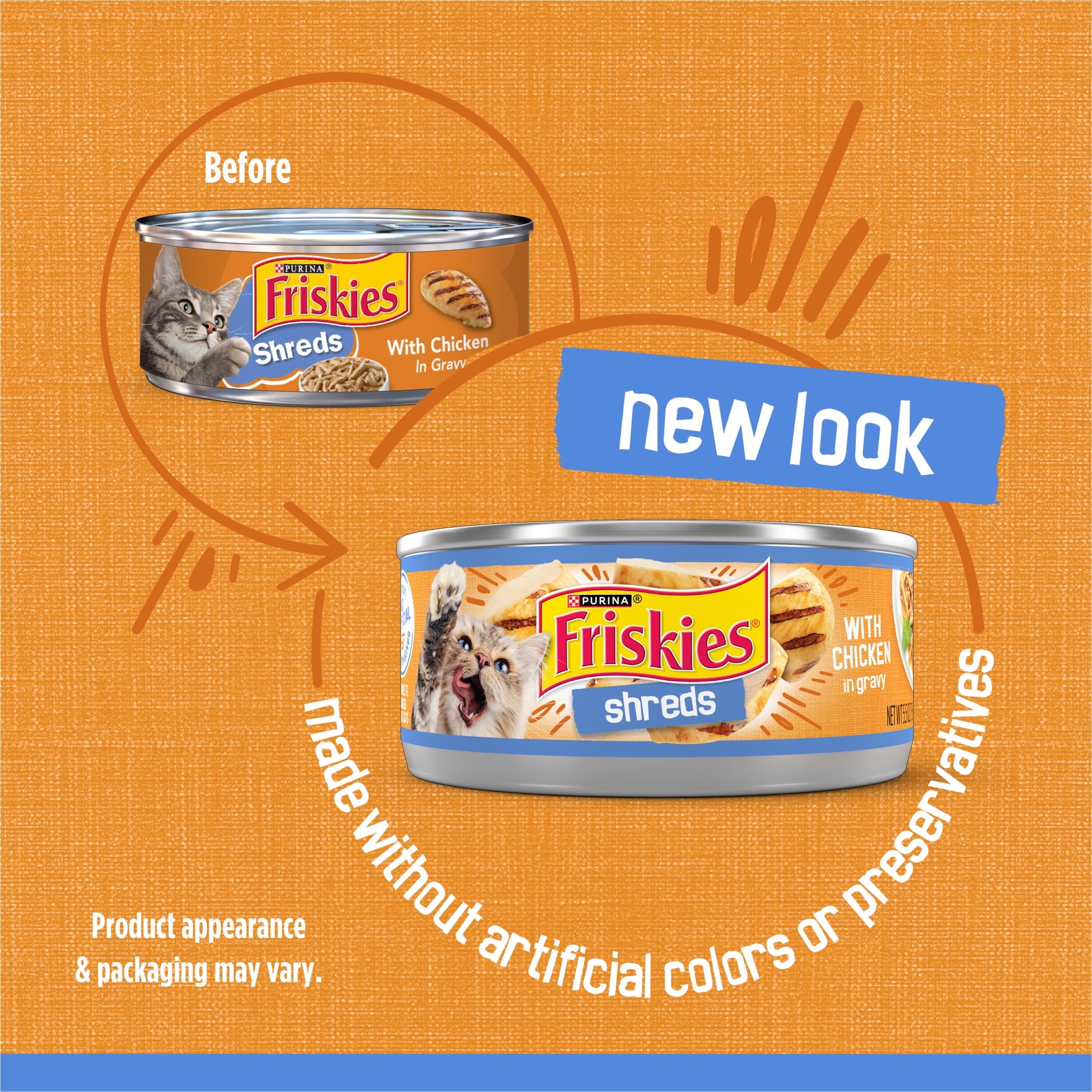 Purina Friskies Shreds - Chicken in Gravy, Wet Cat Food, 5.5 oz Can - 12-Pack