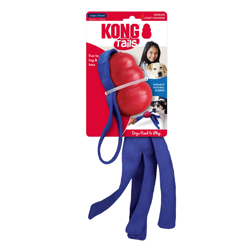 KONG® Tails - Natural Classic Rubber with Squeaker Looped Handle Dog Toy, Large