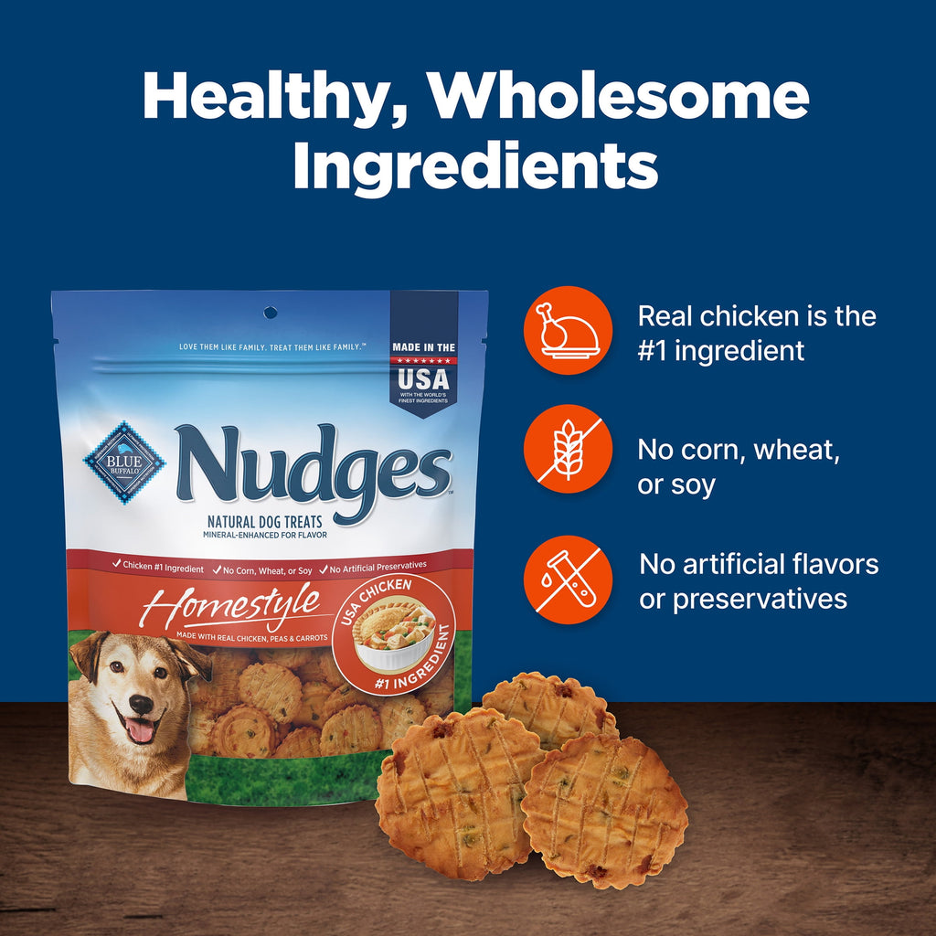 Blue Buffalo Nudges Homestyle Natural Dog Treats Made with Real Chicken - 16-oz. Bag