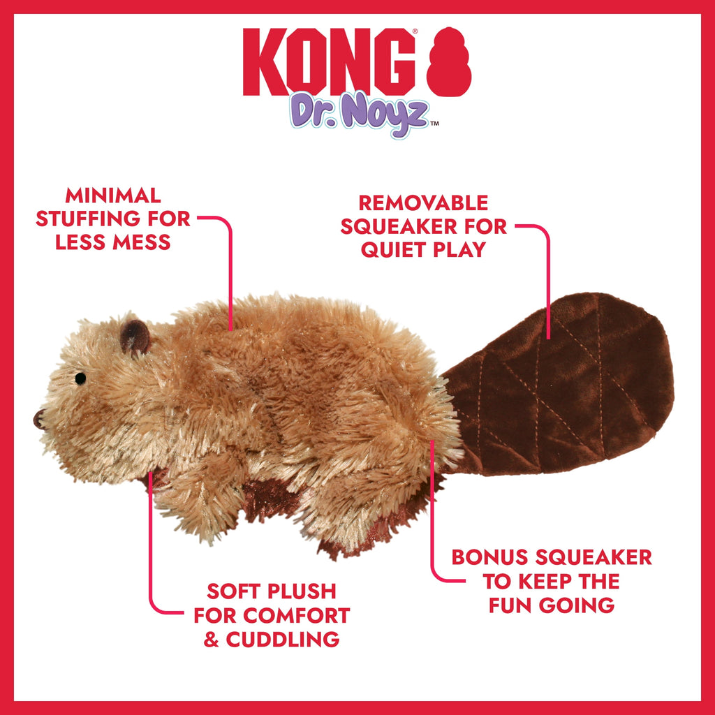 KONG® Dr.Noyz Dog Toy with Squeaker - Beaver, Small for Dogs Up to 20 lbs