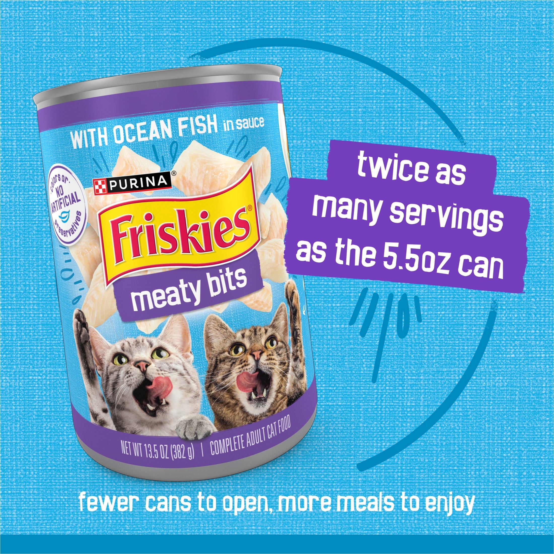 Purina Friskies Meaty Bits with Ocean Fish in Sauce Wet Cat Food - 13.5 oz Can - 12-Pack