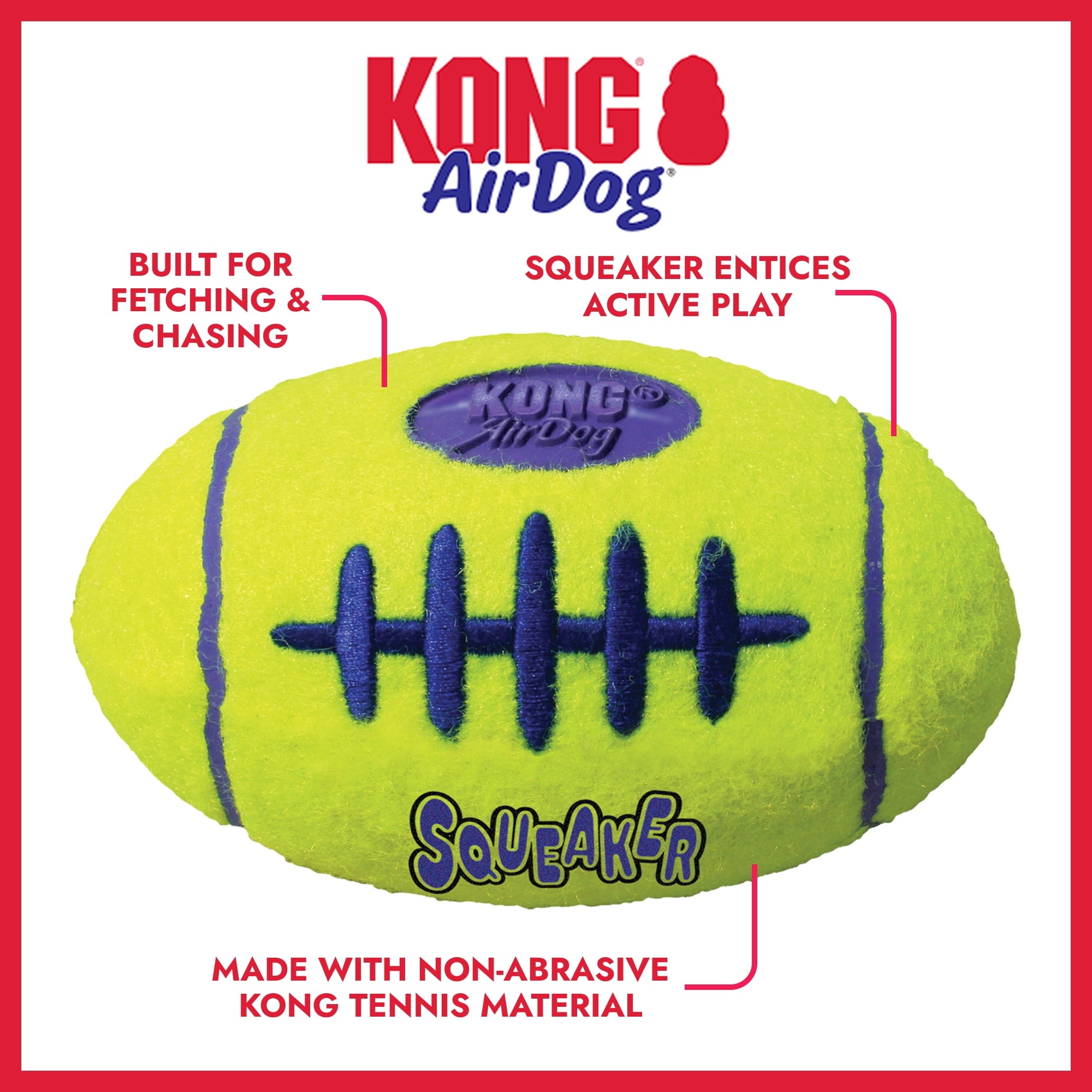 KONG® AirDog® Football Squeaker Dog Toy - Large, for Dogs Between 30-65 lbs