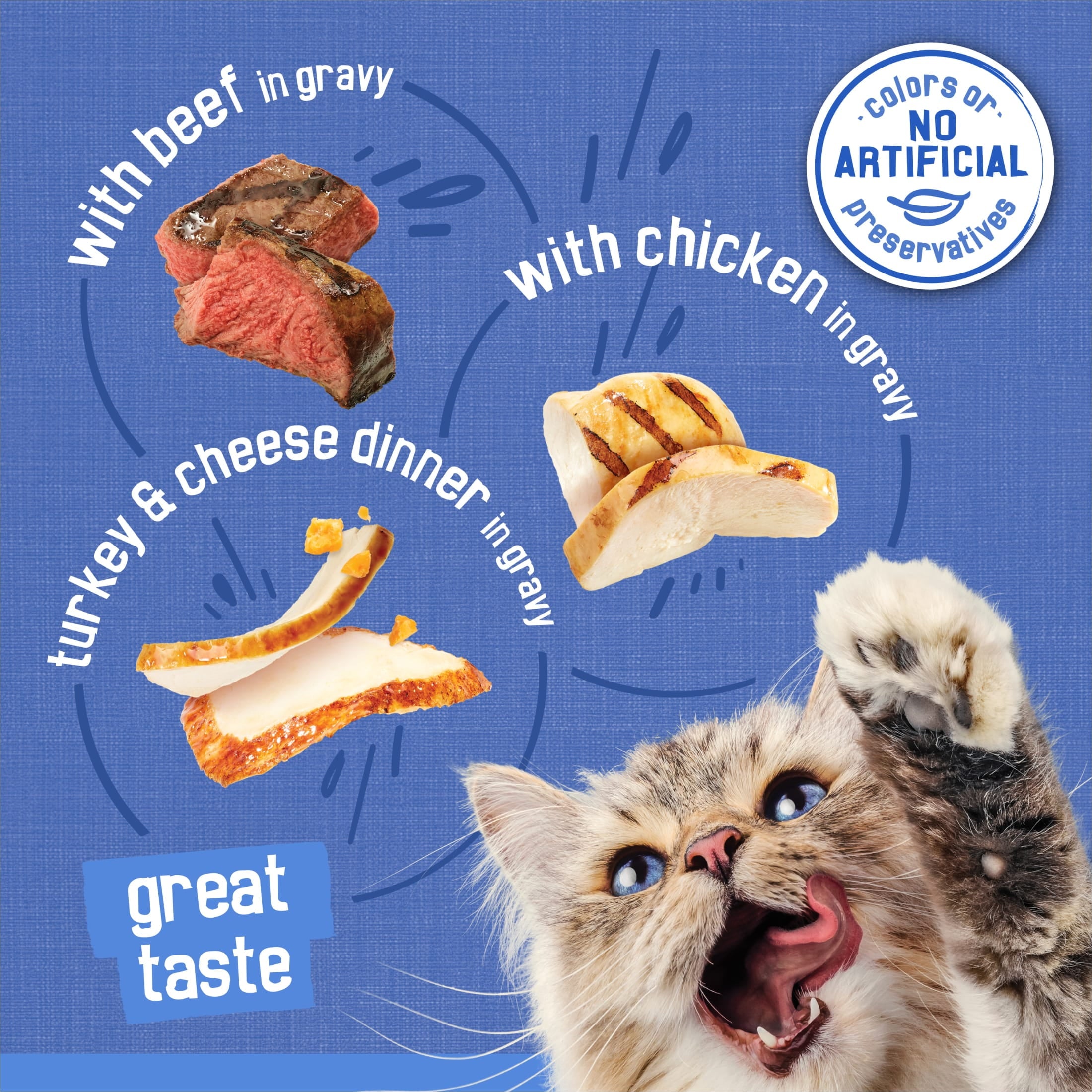 Purina Friskies Gravy Shreds - Beef, Chicken, Turkey and Cheese, Wet Cat Food, 5.5 oz Can