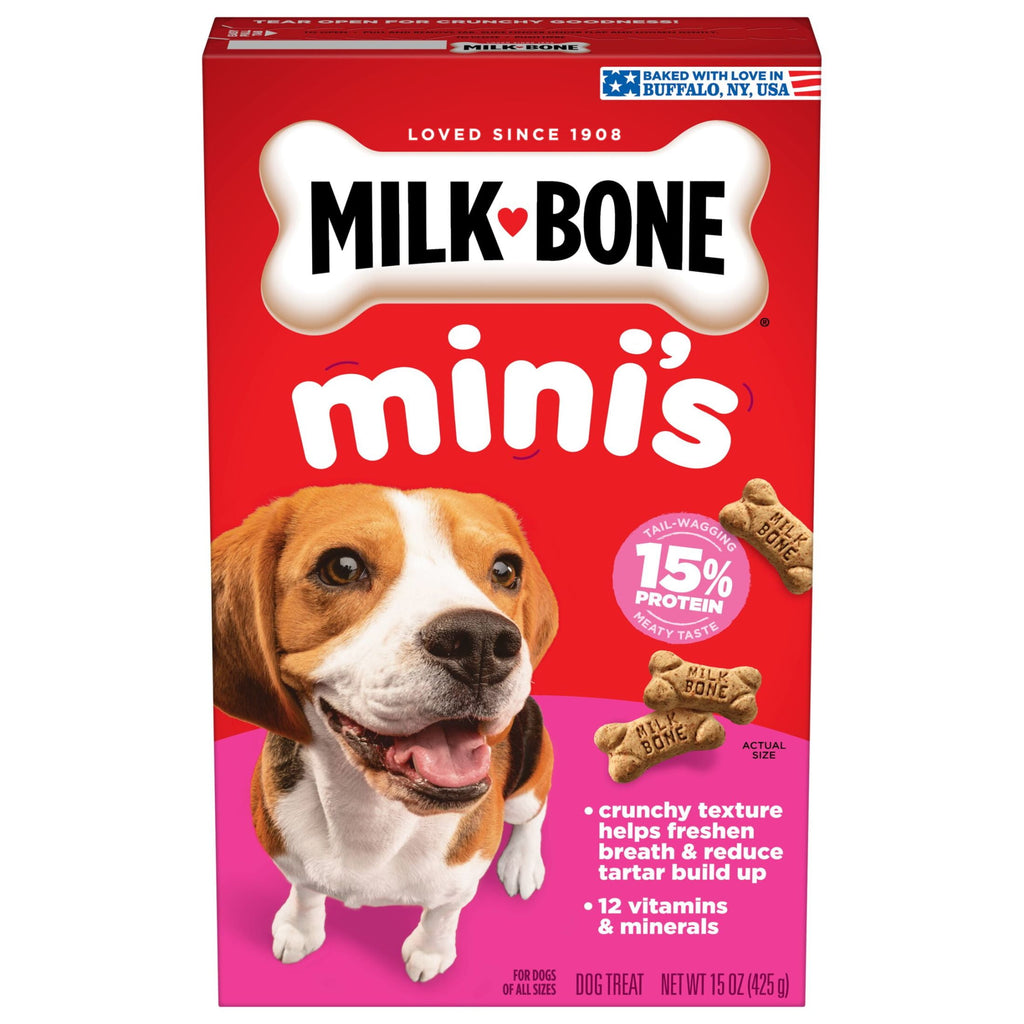 Milk Bone Mini’s Crunchy Mini Dog Treats - 15 oz Box, Original Beef Flavor
