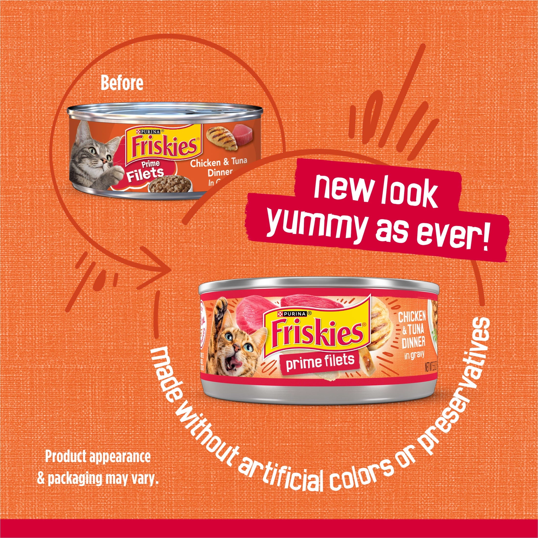 Purina Friskies Prime Filets - Chicken and Tuna Dinner in Gravy, Wet Cat Food, 5.5 oz Can
