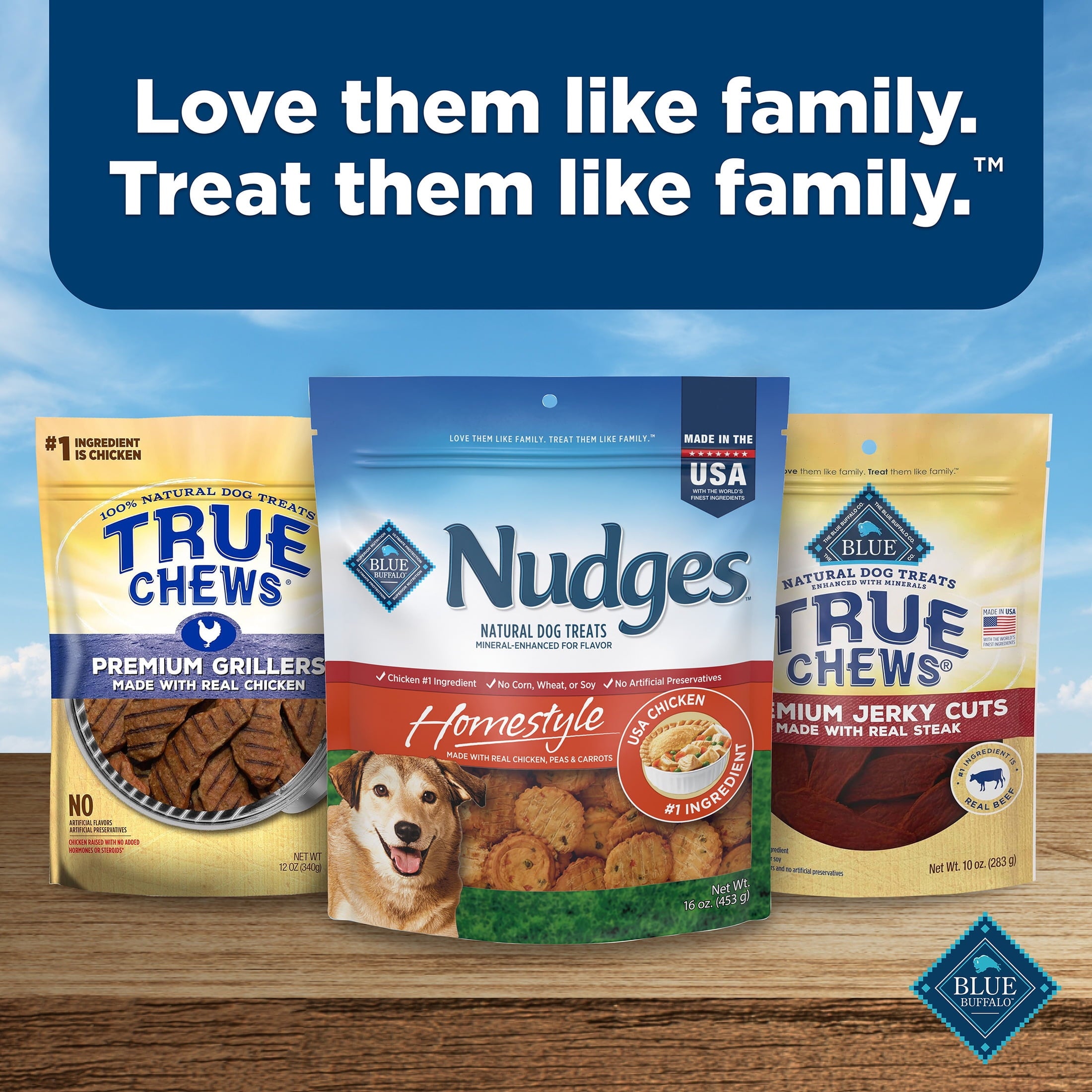 Blue Buffalo Nudges Homestyle Natural Dog Treats Made with Real Chicken - 16-oz. Bag