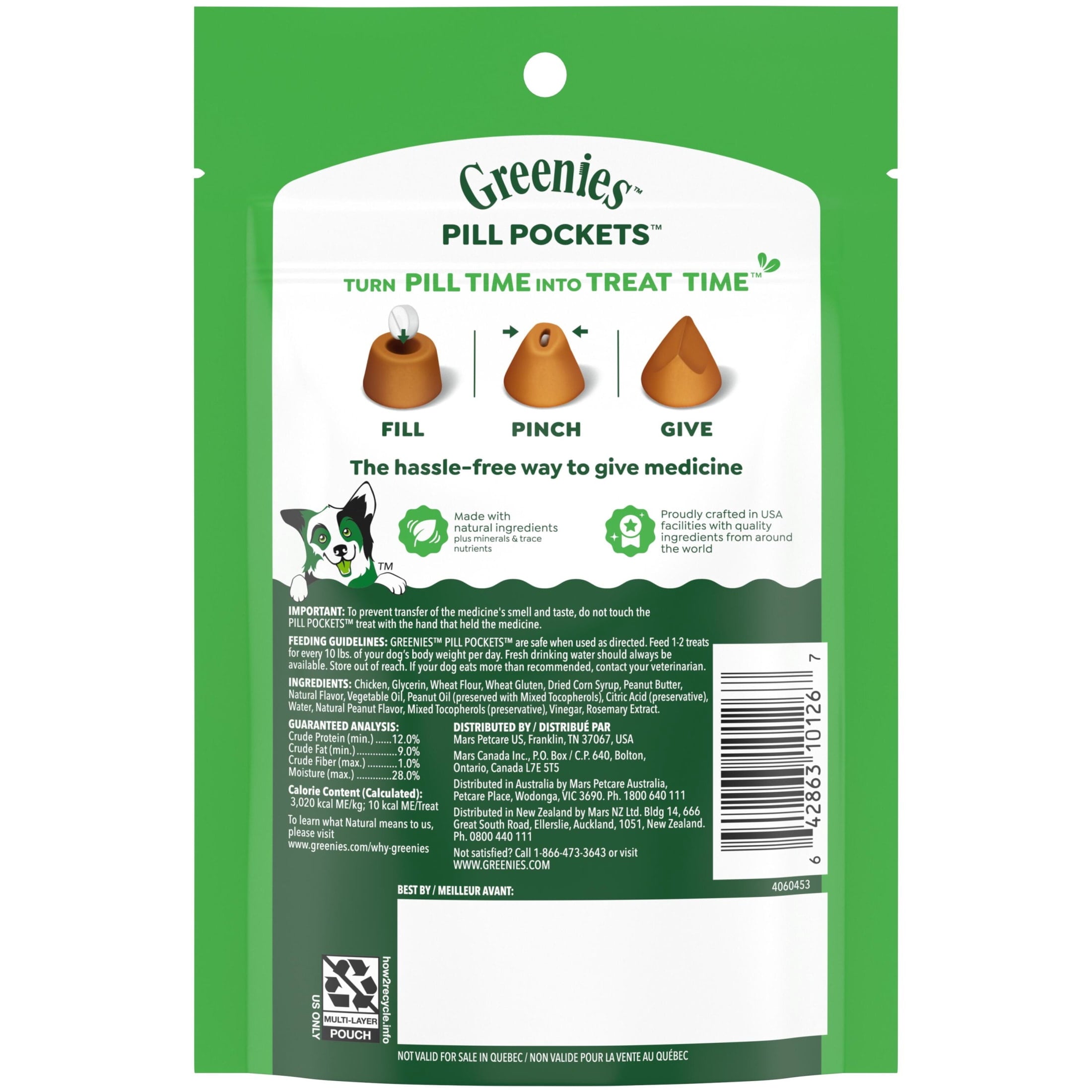 Greenies Pill Pockets Peanut Butter Flavor Small Size Dog Treats - 3.2 oz Pouch