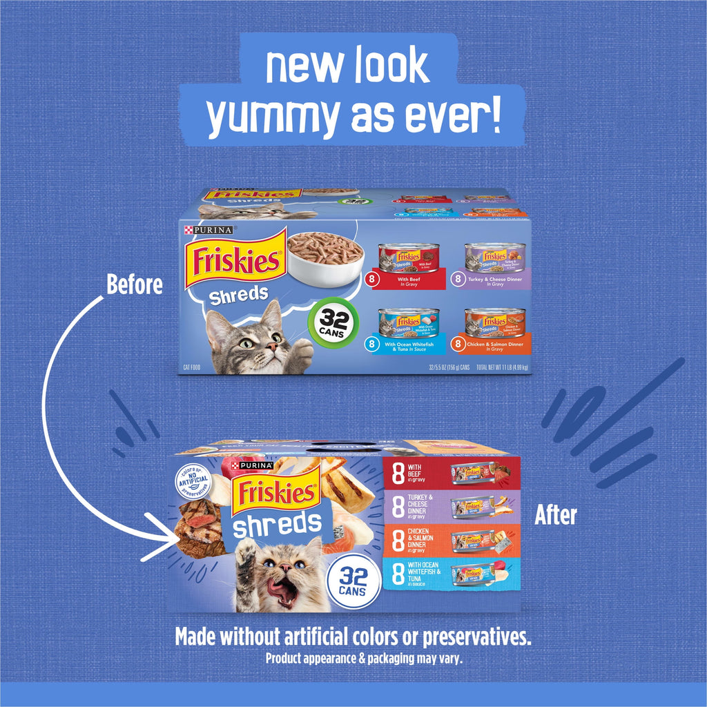 Purina Friskies Shreds Variety Pack - Wet Cat Food, 5.5 oz Cans