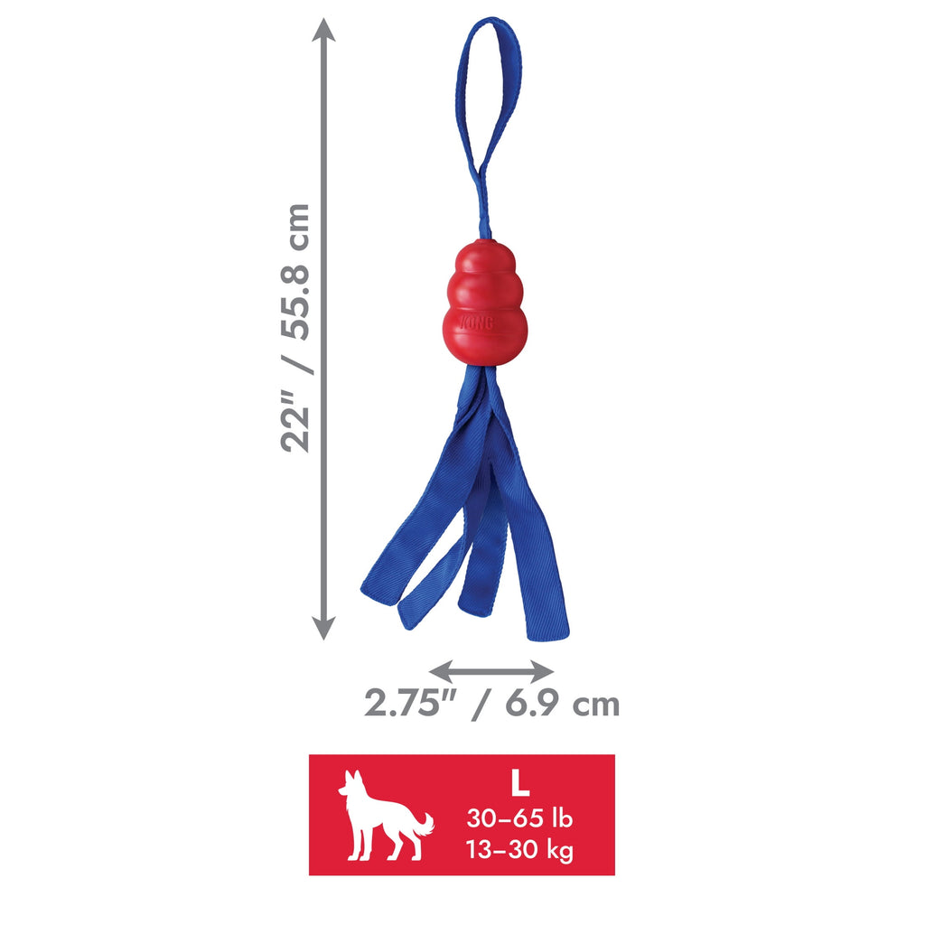 KONG® Tails - Natural Classic Rubber with Squeaker Looped Handle Dog Toy, Large