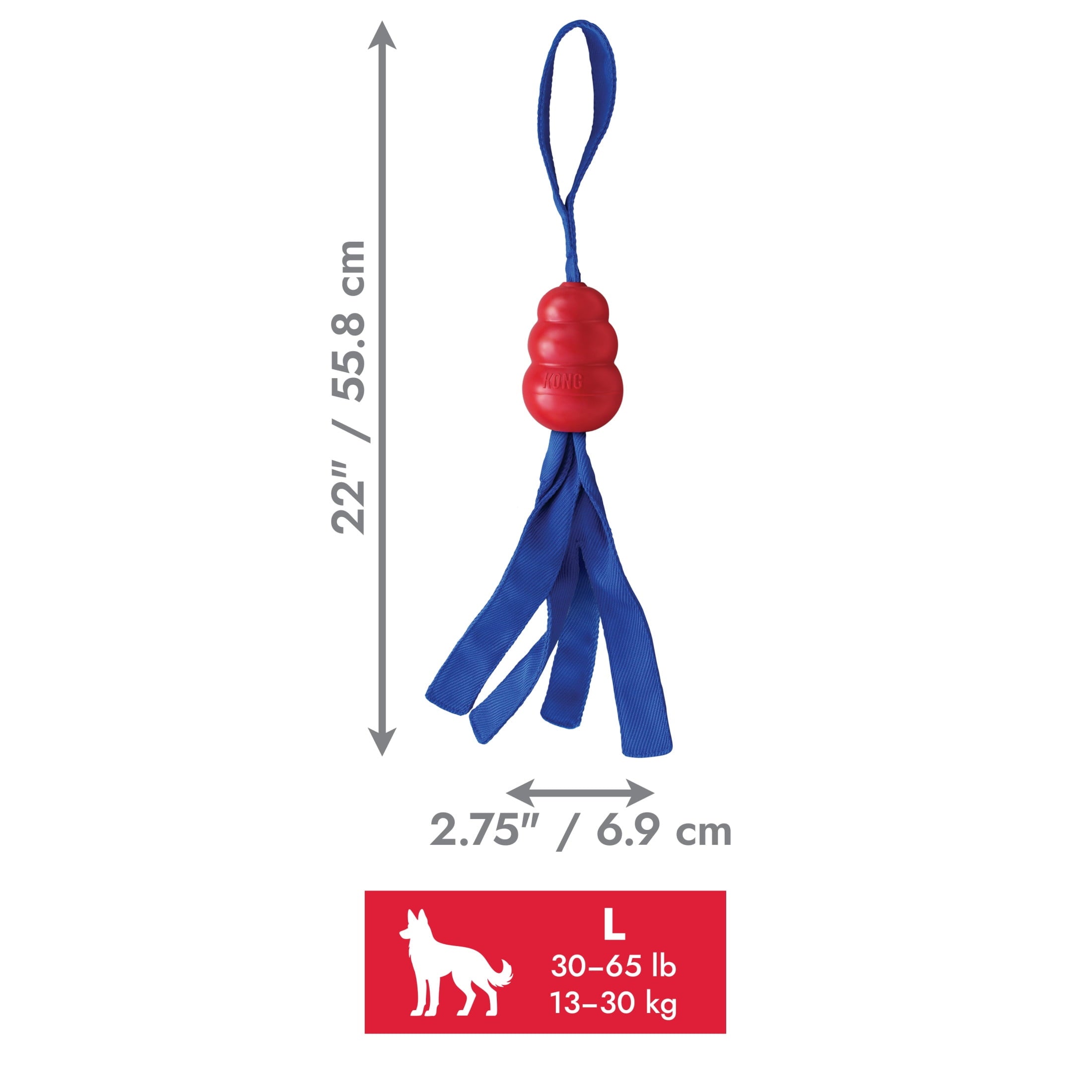 KONG® Tails - Natural Classic Rubber with Squeaker Looped Handle Dog Toy, Large