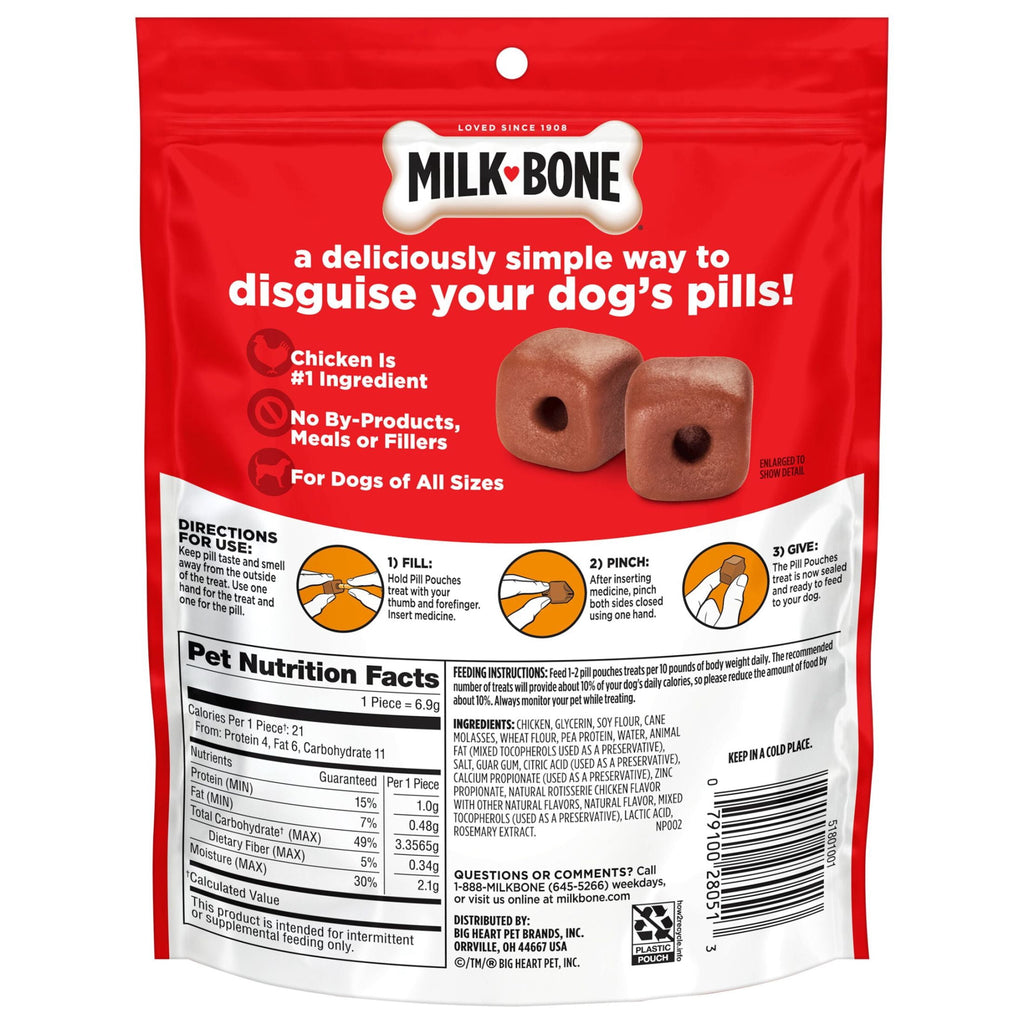 Milk Bone Pill Pouches Dog Treats With Real Chicken - 30 Count Bag