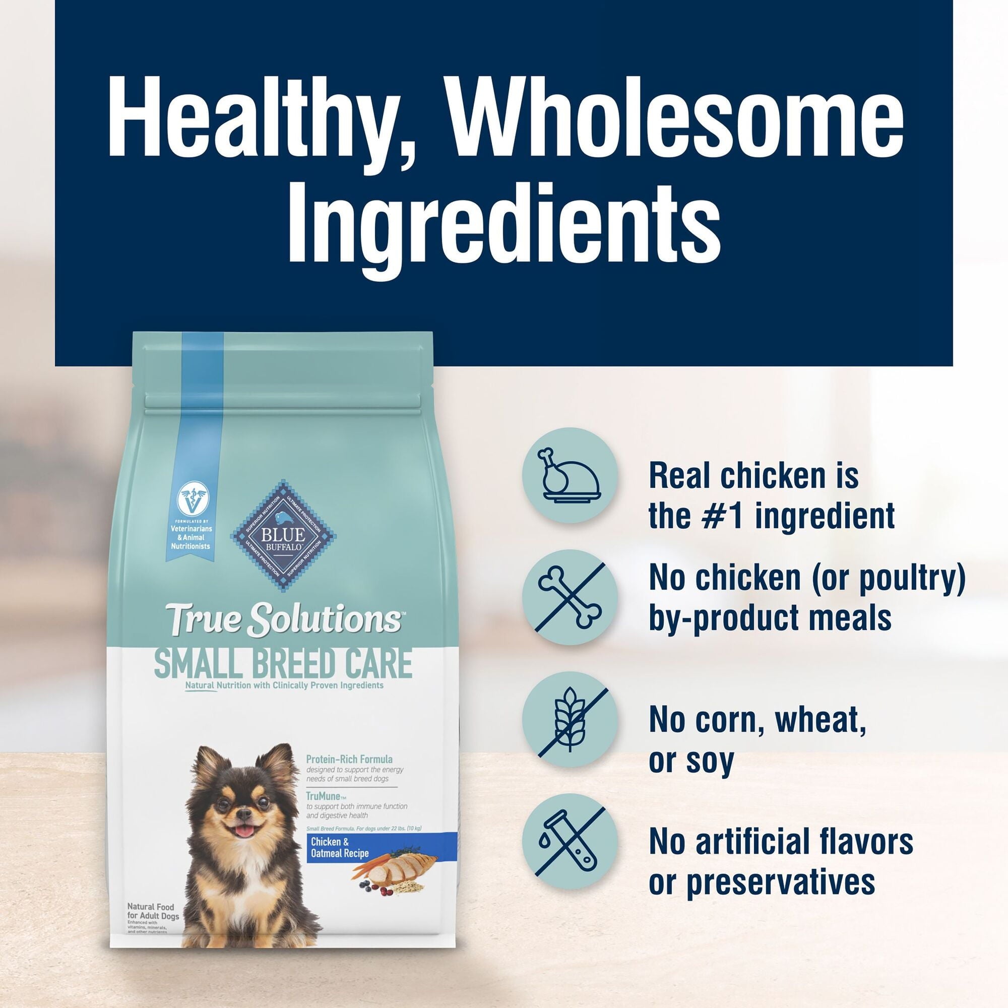 BLUE True Solutions Small & Mighty Adult Small Breed Dog Dry Food - Chicken, 11-lb. Bag