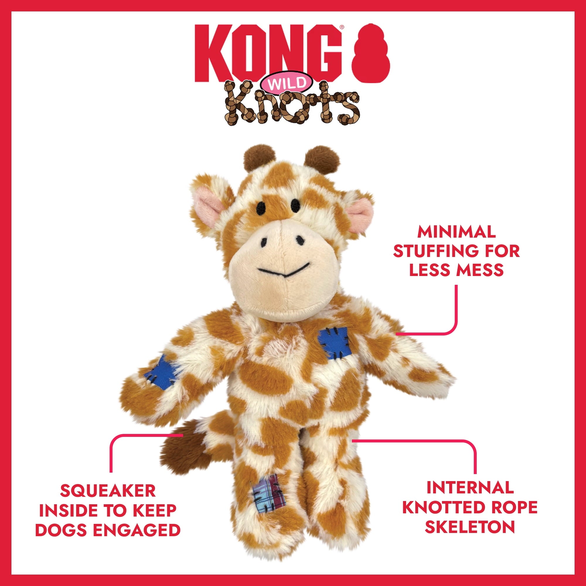 KONG® Wild Knots Internal Rope Skeleton Dog Toy - Giraffe, Small/Medium