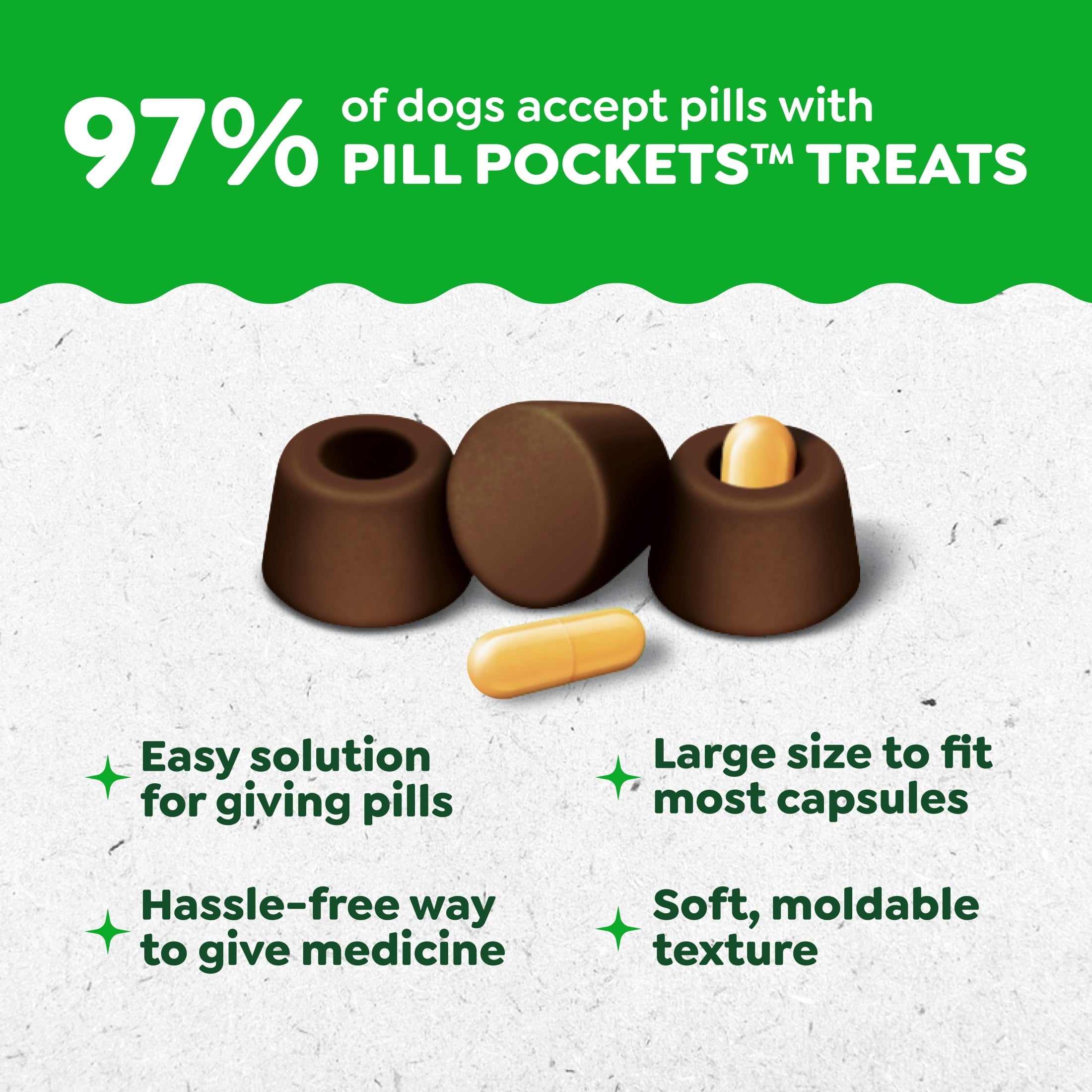 Greenies Pill Pockets for Dogs Capsule Size Natural Soft Dog Treats - Hickory Smoke Flavor, 7.9 oz Pack (30 Treats) - 2-Pack
