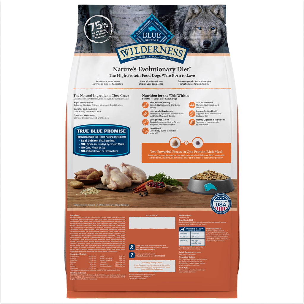Blue Buffalo Wilderness High-Protein Adult Large Breed Dry Dog Food - Chicken, 28-lb.
