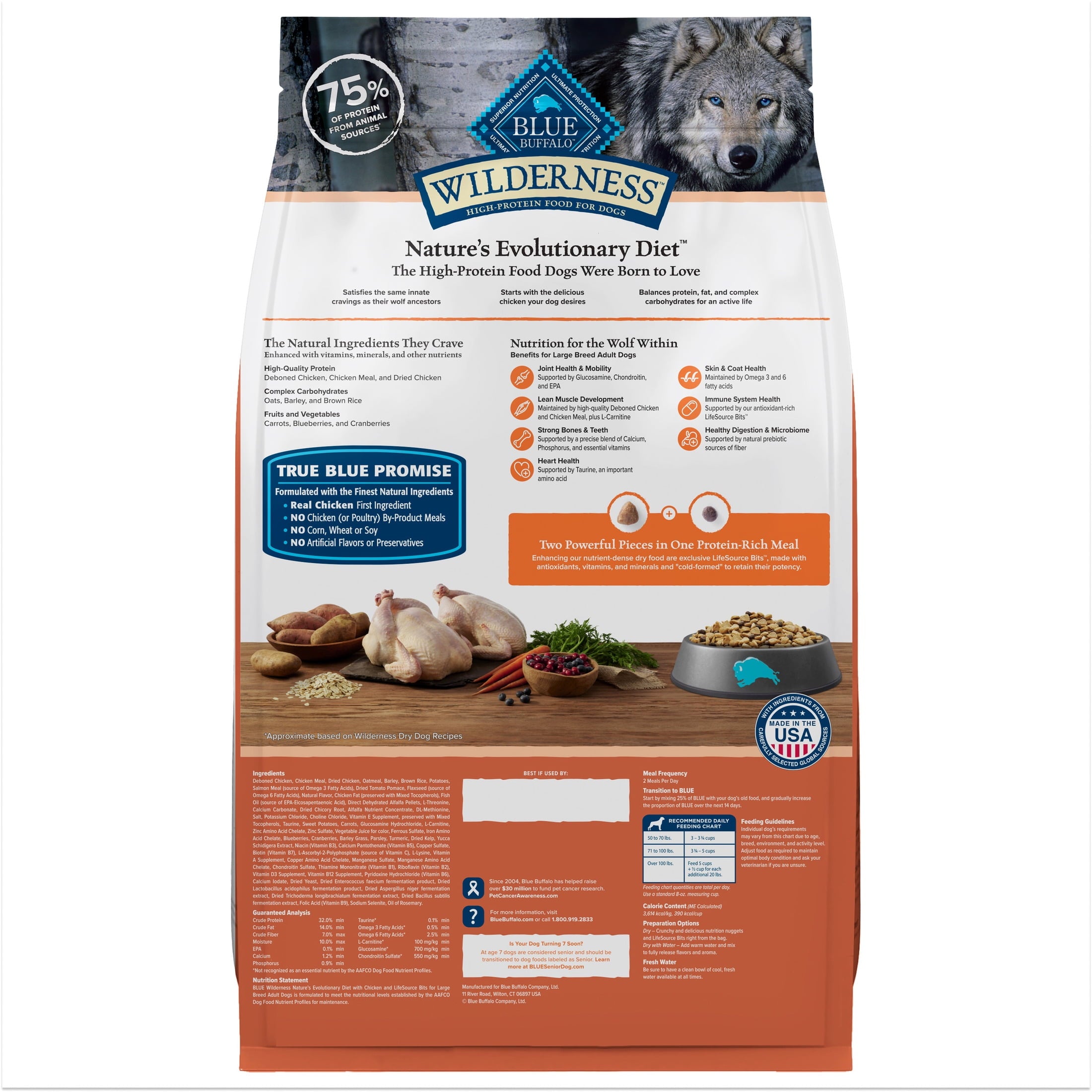 Blue Buffalo Wilderness High-Protein Adult Large Breed Dry Dog Food - Chicken, 28-lb.