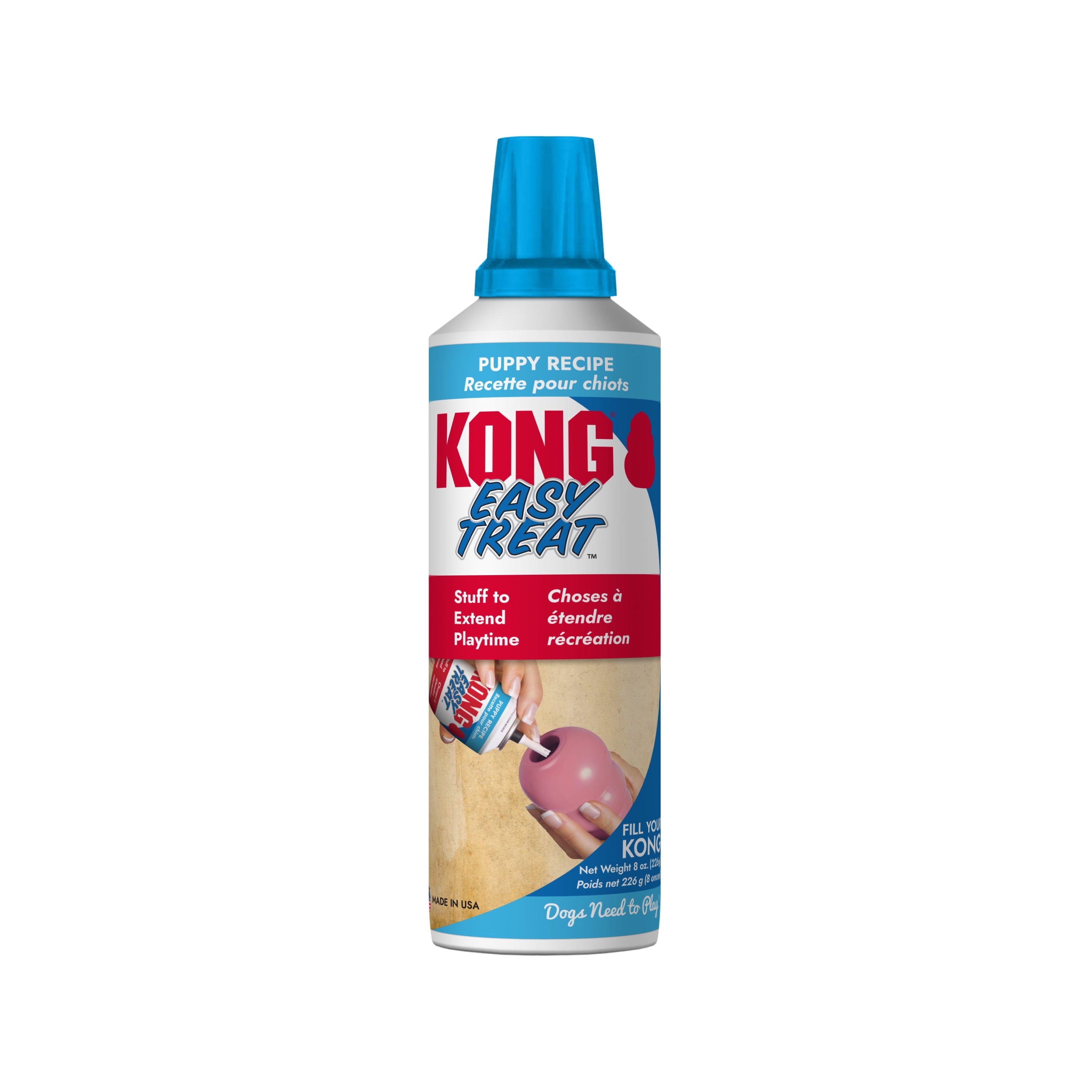 KONG Classic Rubber Puppy Dog Toy for Beginner Chewers - Medium, and Stuff' N Easy Treat, Puppy Recipe, 8 Ounces