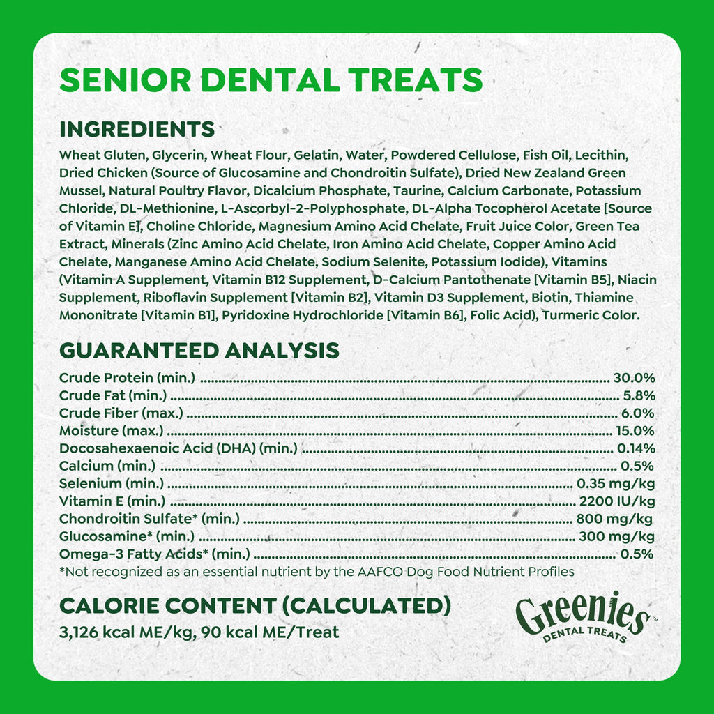 Greenies Aging Care Adult Natural Dental Dog Treats Regular Size - 27 oz Pack (27 Count)