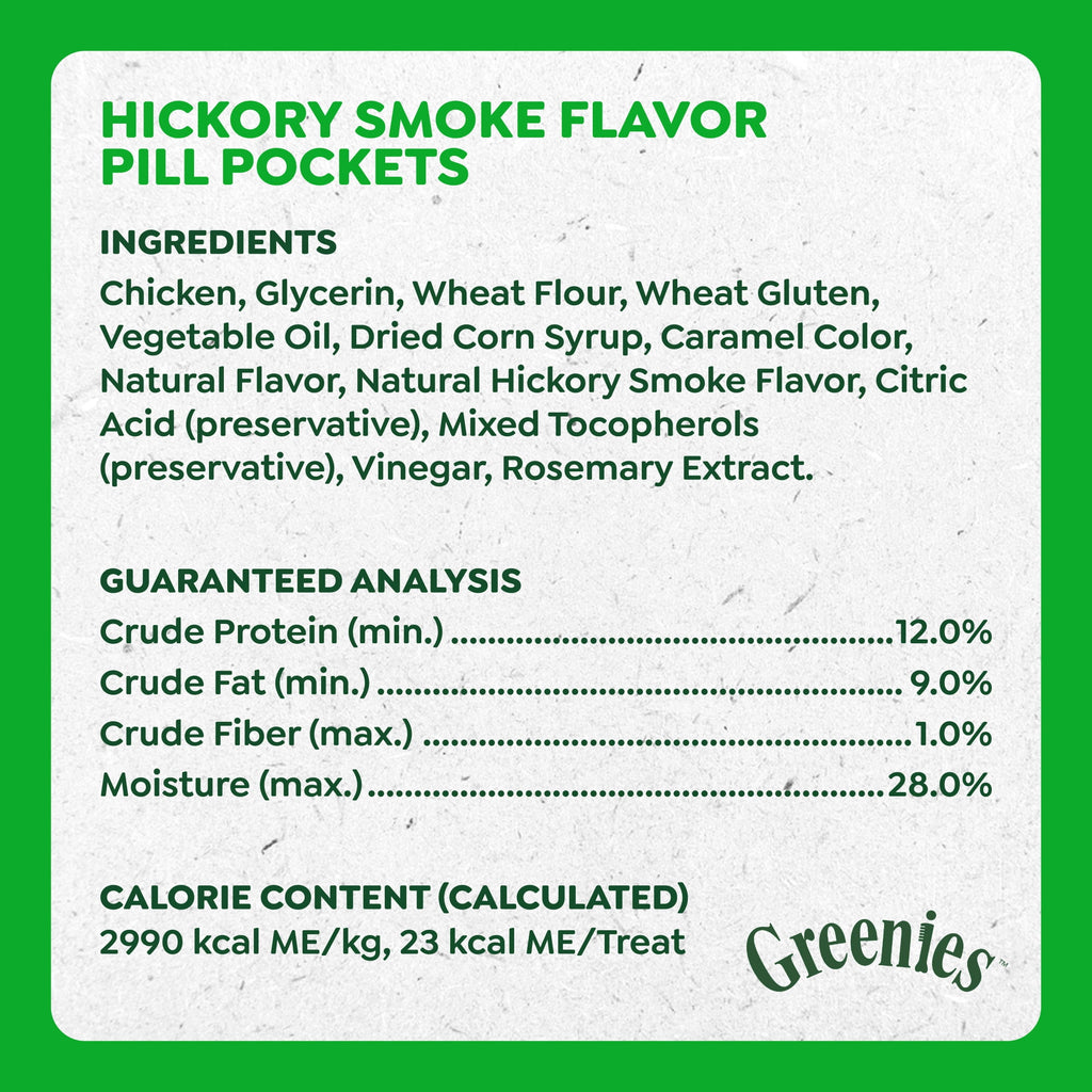 Greenies Pill Pockets for Dogs Capsule Size Natural Soft Dog Treats - Hickory Smoke Flavor, 7.9 oz Pack (30 Treats) - 2-Pack