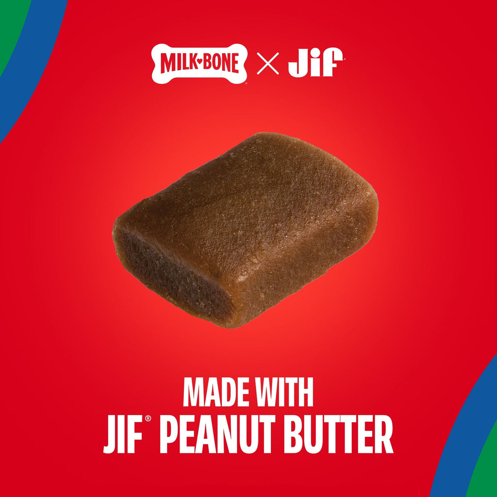 Milk Bone Peanut Buttery Bites - Soft Dog Treats With Jif Peanut Butter, 24 oz Bag