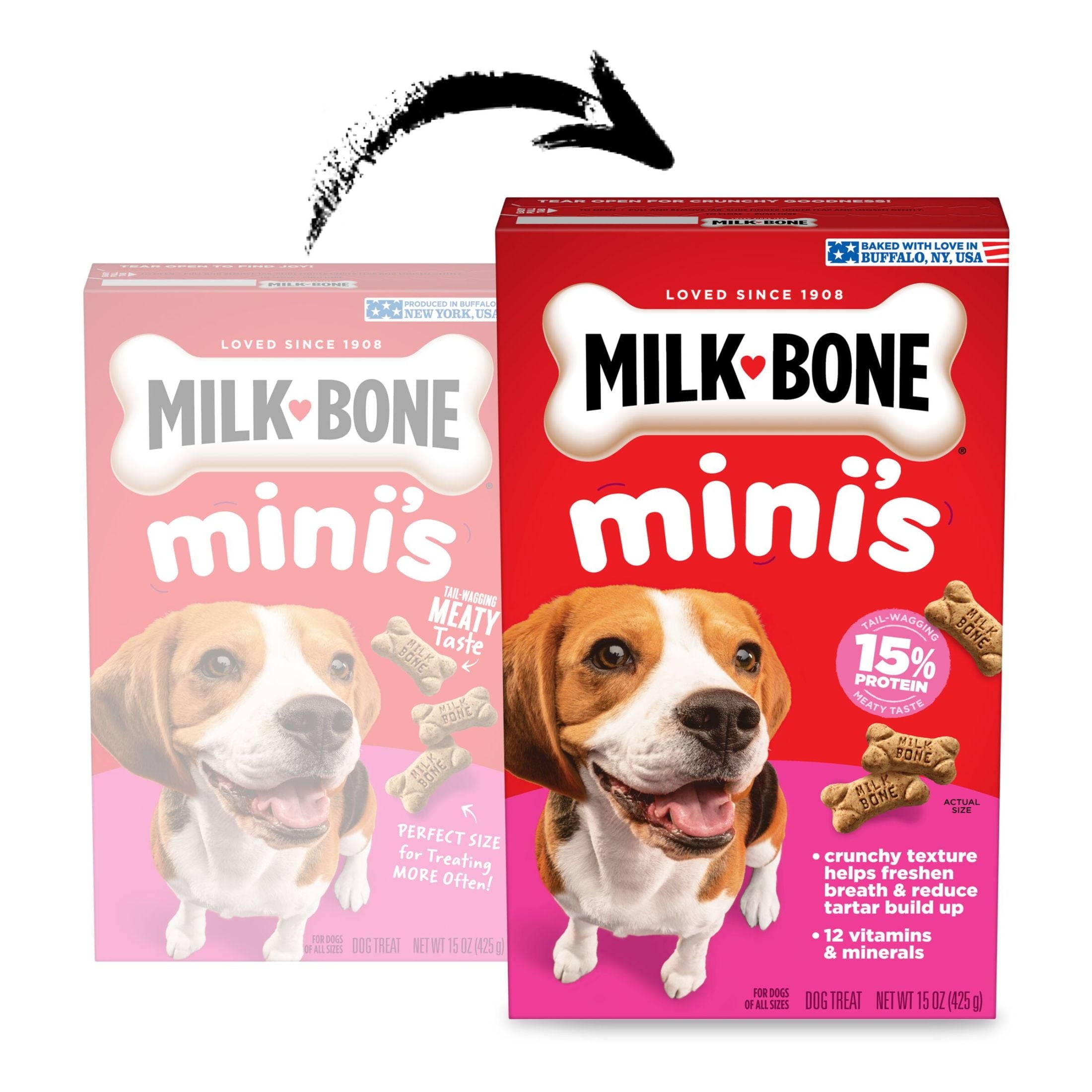 Milk Bone Mini’s Crunchy Mini Dog Treats - 15 oz Box, Original Beef Flavor